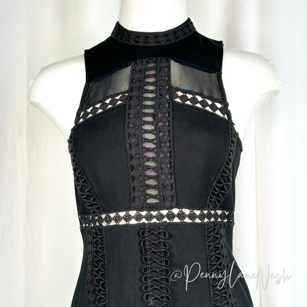 Free People Sky Scraper Crochet Bodycon Mini Dress Black - Picture 4 of 13